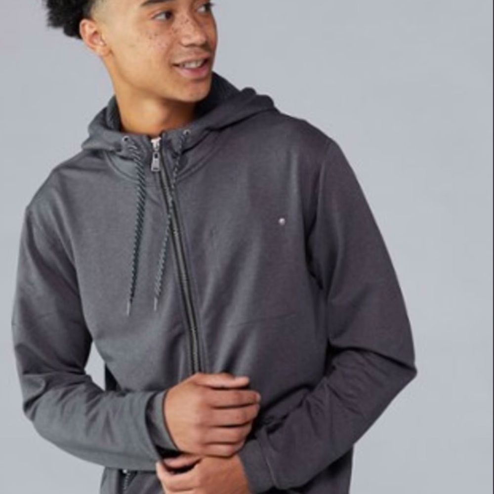 Vuori Charcoal Zip Hoodie with Subtle Logo